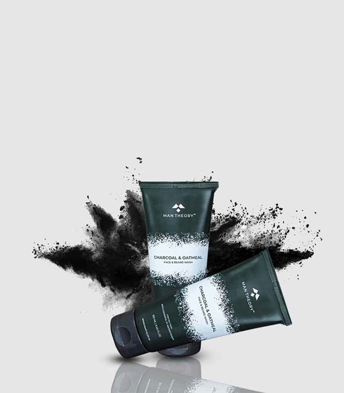 CHARCOAL & OATMEAL | FACE & BEARD WASH (NORMAL TO OILY SKIN) man theory www.mantheory.in mantheory
