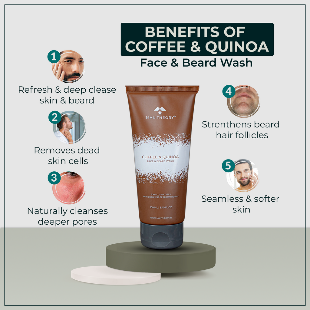  Benefits Coffee and Quinoa Face and Beard Wash Man Theory www.mantheory.in